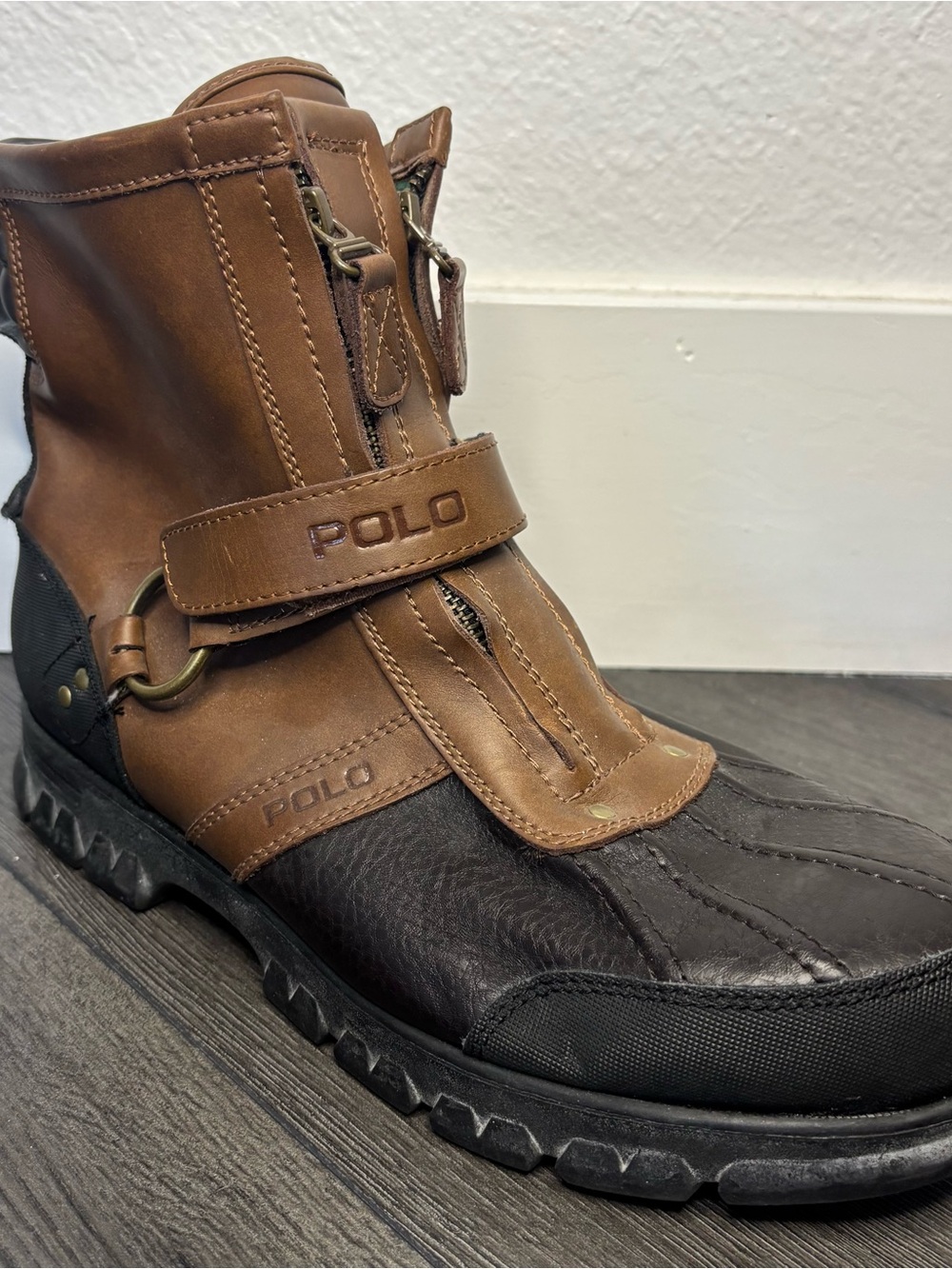 Polo Ralph Lauren Conquest Hi II Men's Leather Duck Boots Brown Size 11D